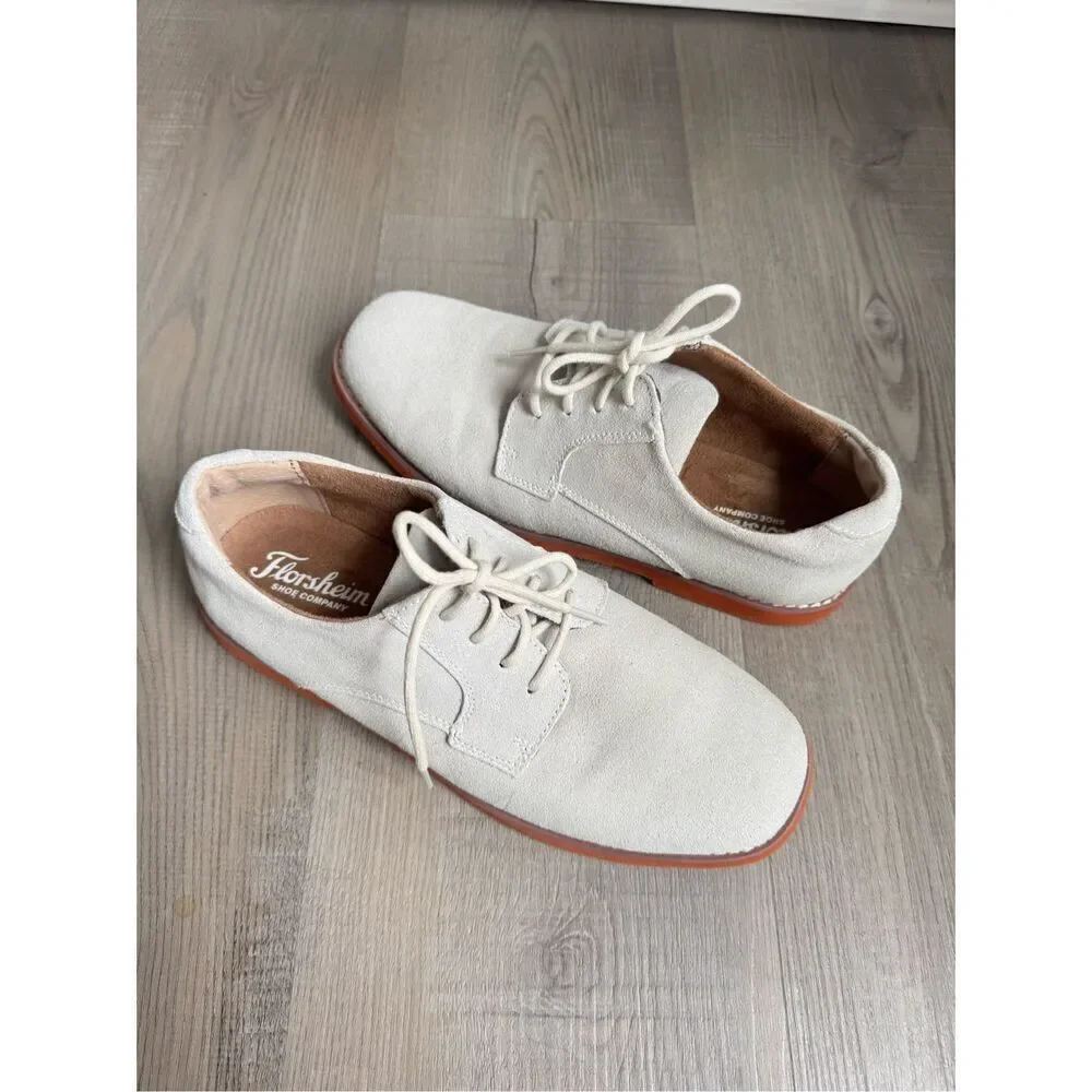 Florsheim Kearney Jr. Uniform Oxford Dress Shoes, Youth 6 Suede Leather Oatmeal